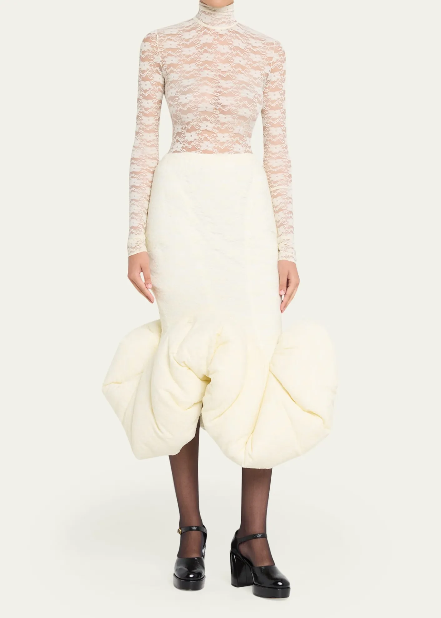Marc Jacobs RunwayStretch Lace Long-Sleeve Midi Mermaid Dress