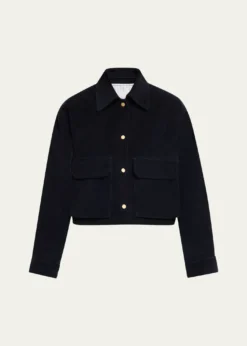 MARIA MCMANUSCropped Snap-Front Velvet Jacket