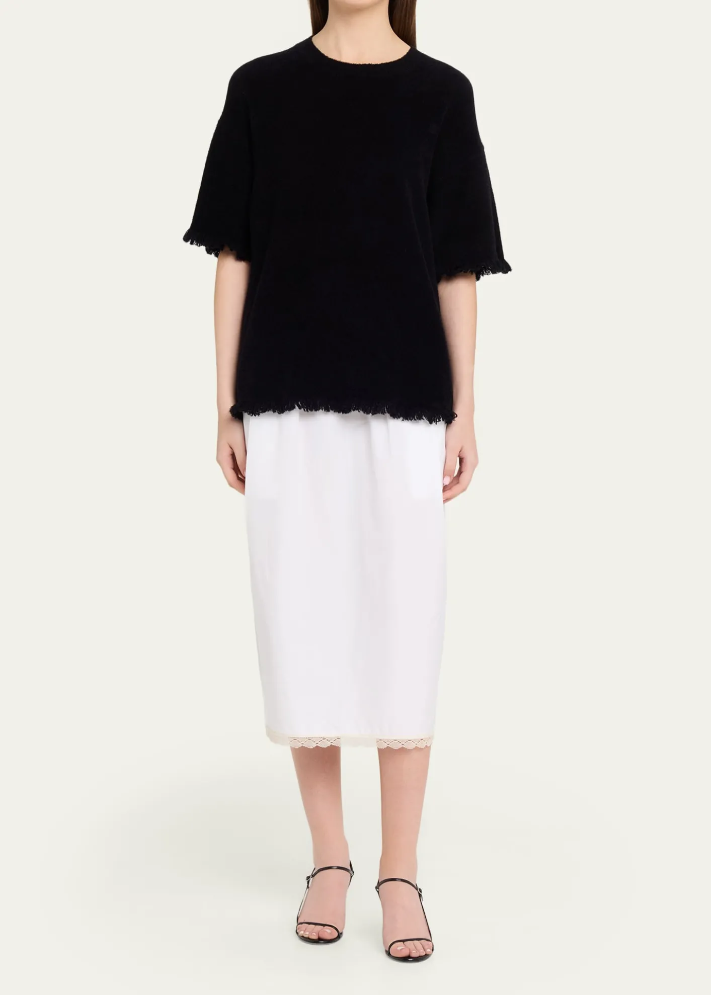MARIA MCMANUSDrop-Shoulder Frayed Short-Sleeve T-Shirt
