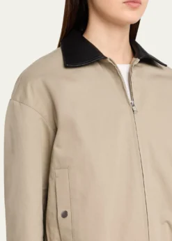 MARIA MCMANUSLeather-Collar Cotton Twill Flight Jacket