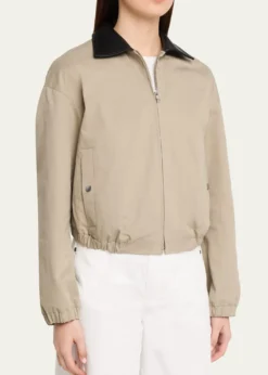 MARIA MCMANUSLeather-Collar Cotton Twill Flight Jacket