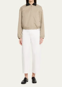MARIA MCMANUSLeather-Collar Cotton Twill Flight Jacket