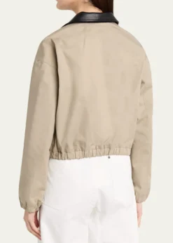 MARIA MCMANUSLeather-Collar Cotton Twill Flight Jacket
