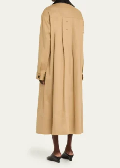 MARIA MCMANUSLeather-Collar A-Line Long Swing Coat