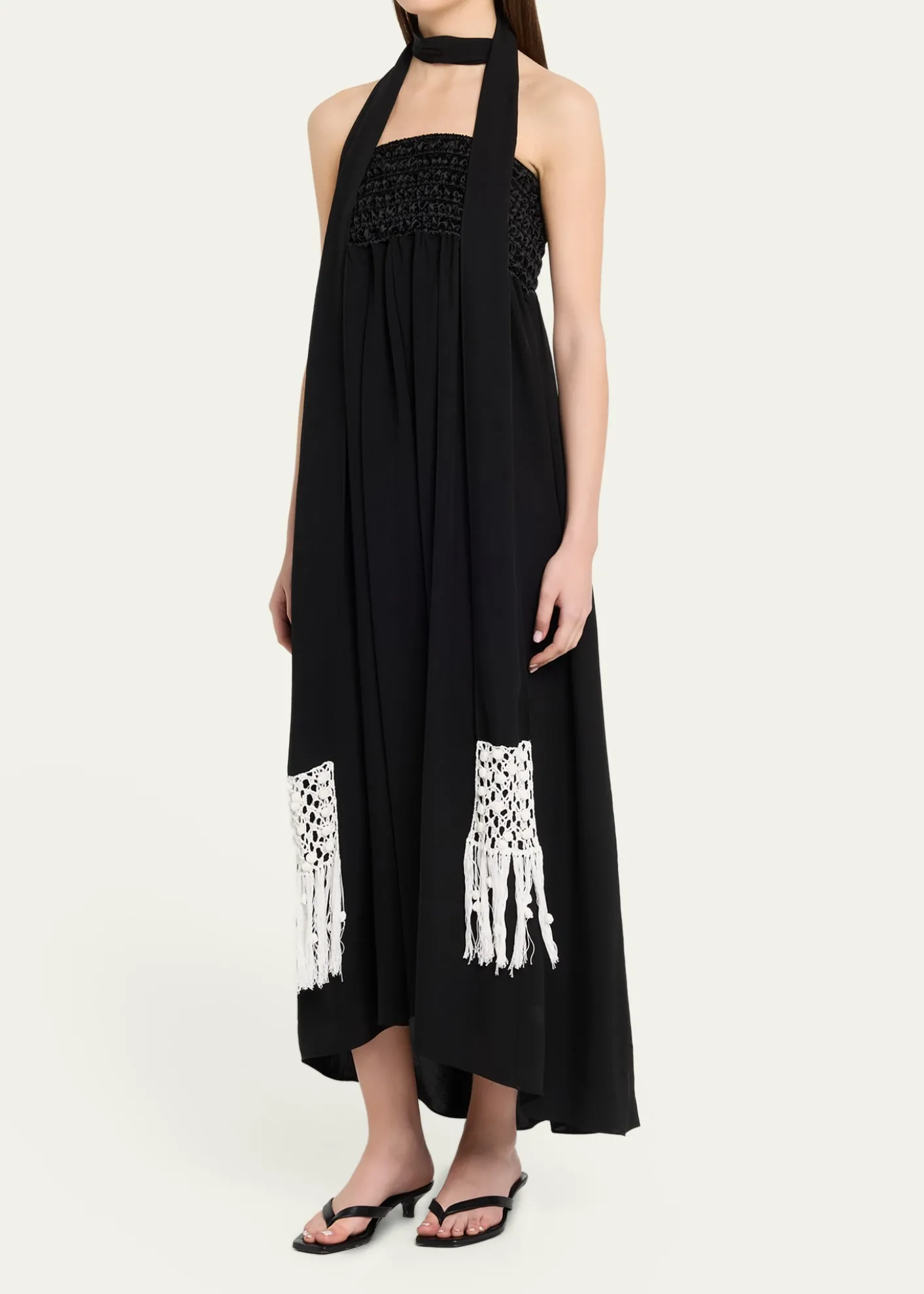 MARIA MCMANUSMacrame Scarf Empire-Waist Gown