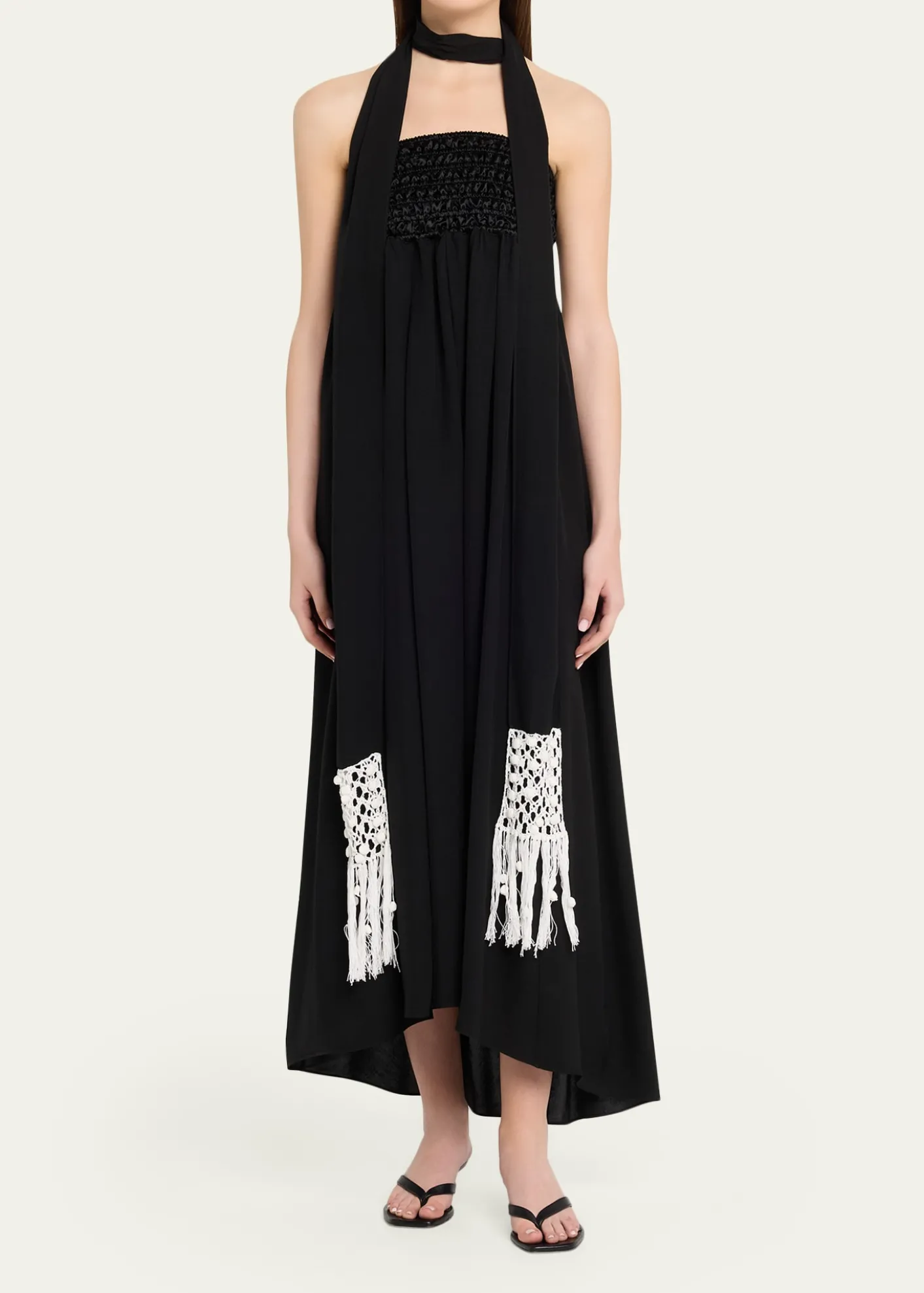 MARIA MCMANUSMacrame Scarf Empire-Waist Gown
