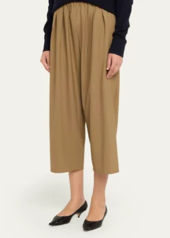 MARIA MCMANUSPleated Wide-Leg Crop Pull-On Trousers
