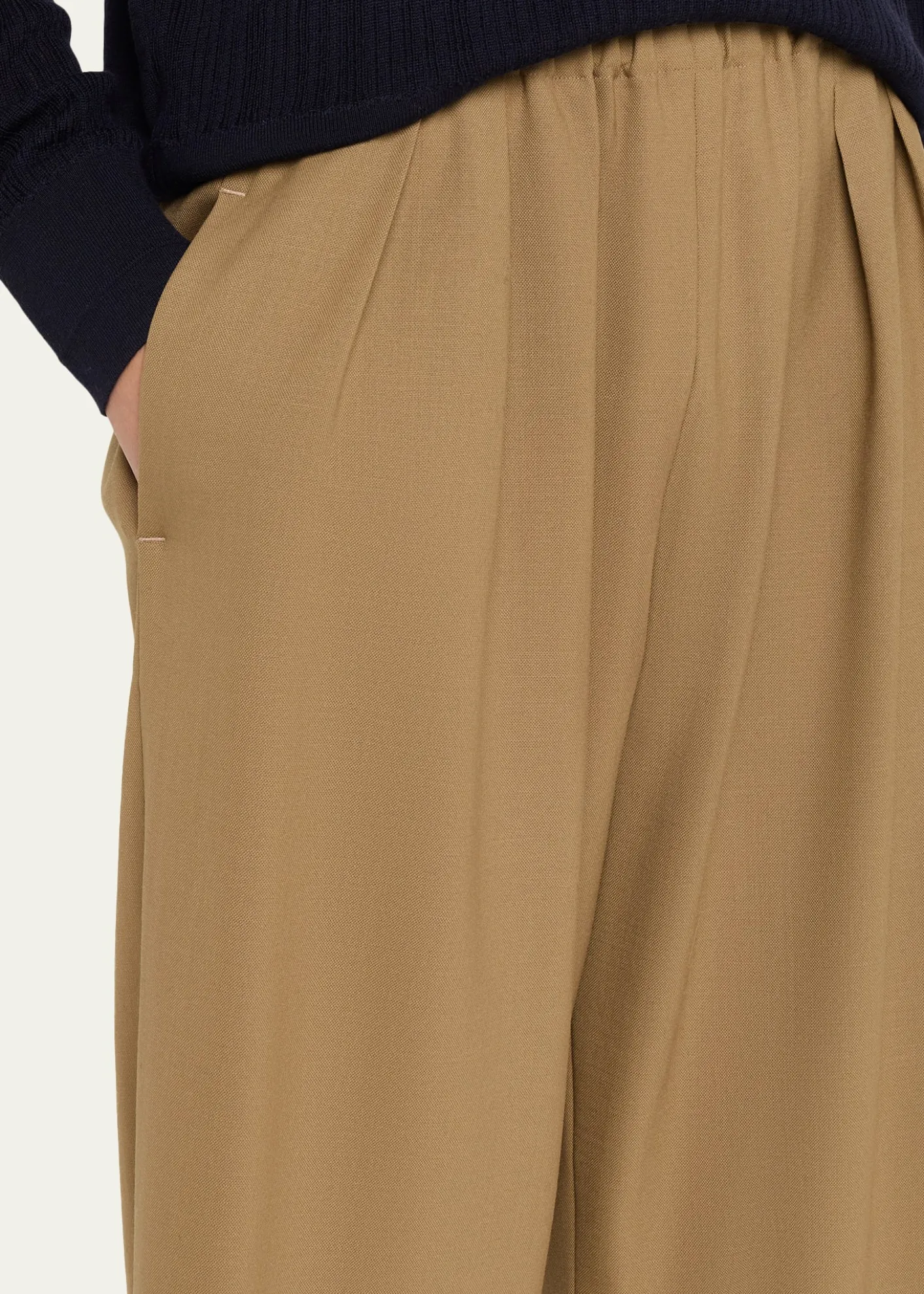 MARIA MCMANUSPleated Wide-Leg Crop Pull-On Trousers