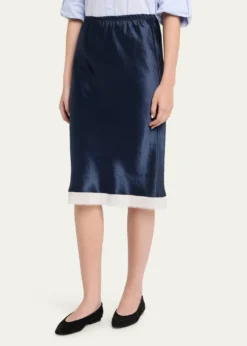MARIA MCMANUSRibbon-Trim Bias Satin Midi Skirt