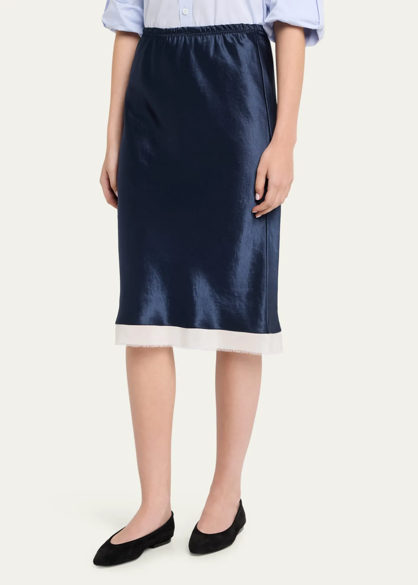 MARIA MCMANUSRibbon-Trim Bias Satin Midi Skirt