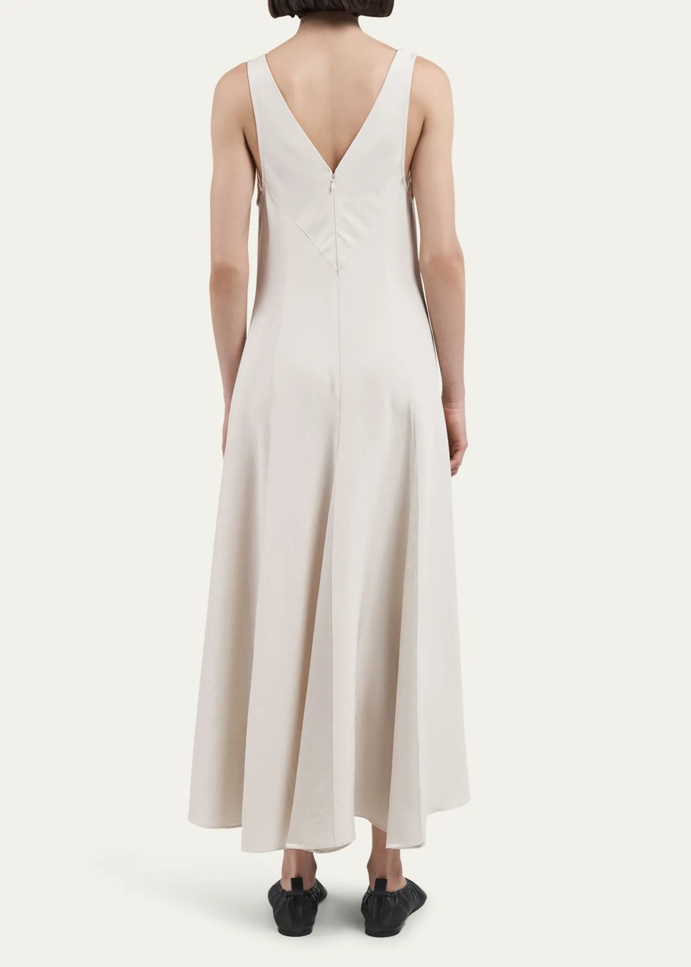 MARIA MCMANUSV-Neck Lace Godet Dress