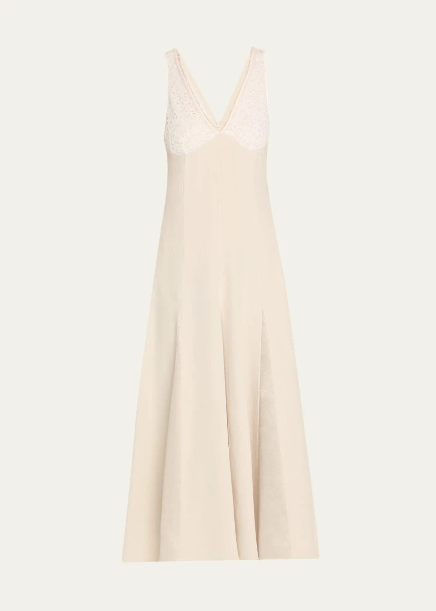 MARIA MCMANUSV-Neck Lace Godet Dress