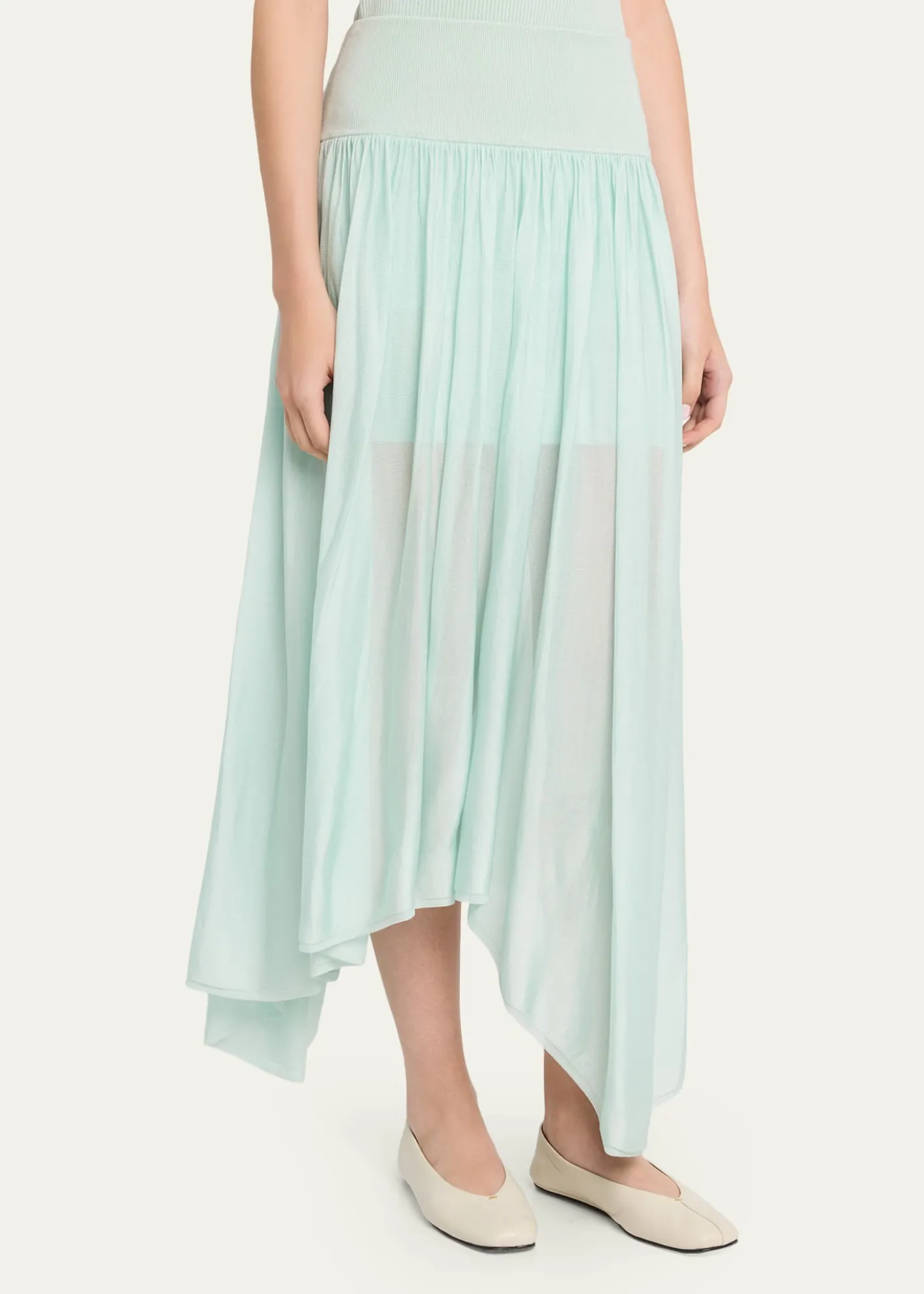 MARIA MCMANUSWave Sheer Knit Asymmetric Midi Skirt