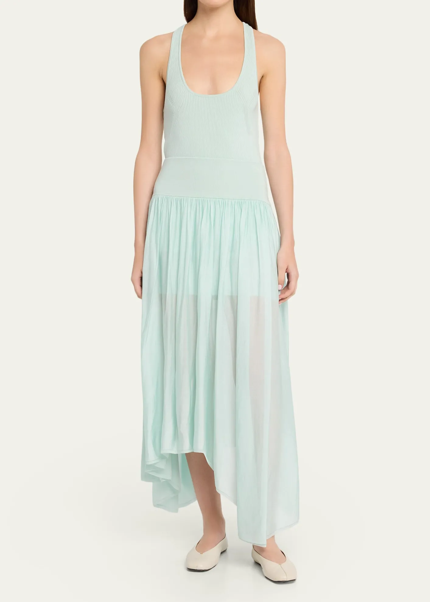 MARIA MCMANUSWave Sheer Knit Asymmetric Midi Skirt
