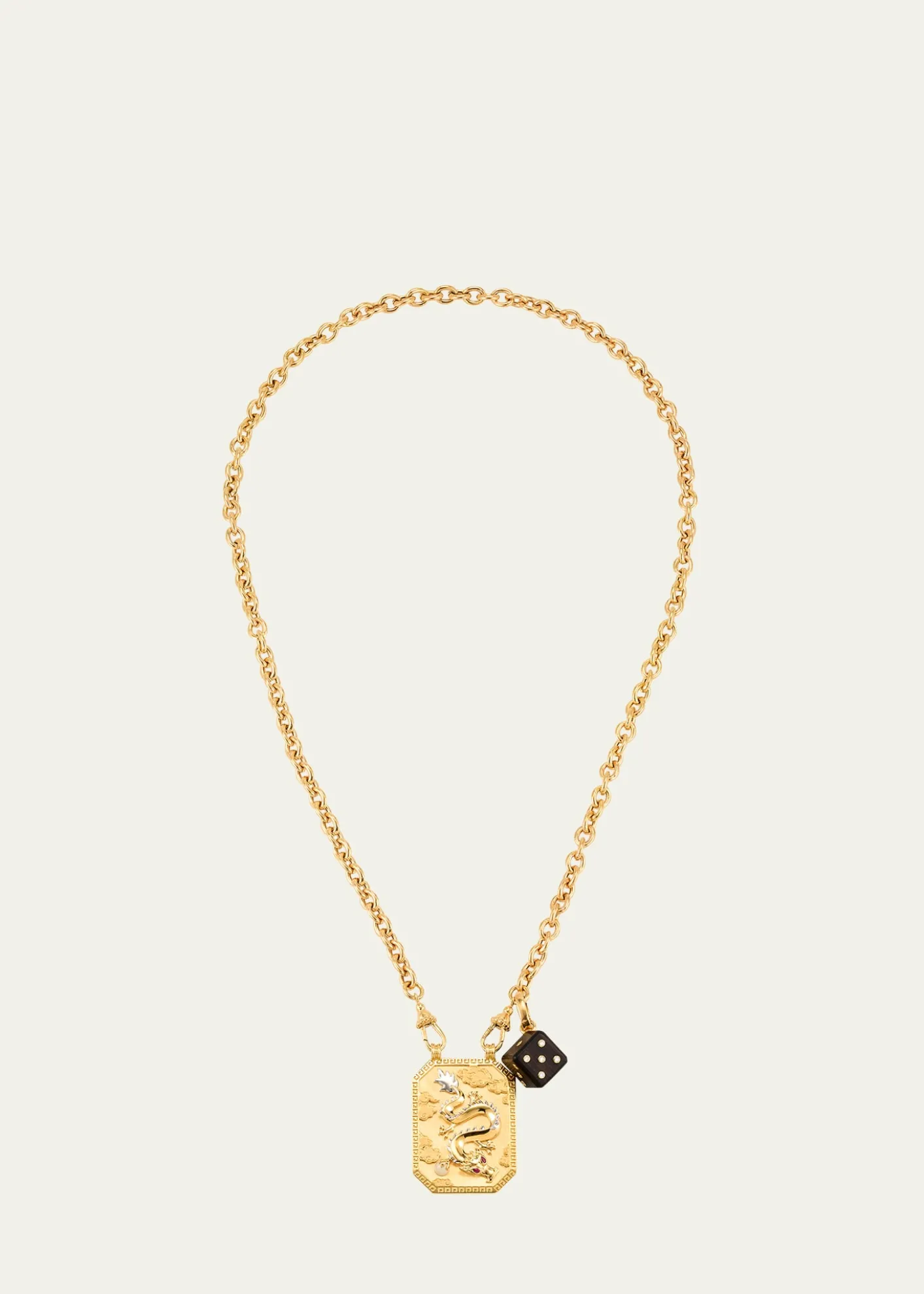 Marie LichtenbergDragon Scapular and Ebony Dado Pendants on Rosa Classic Chain Necklace