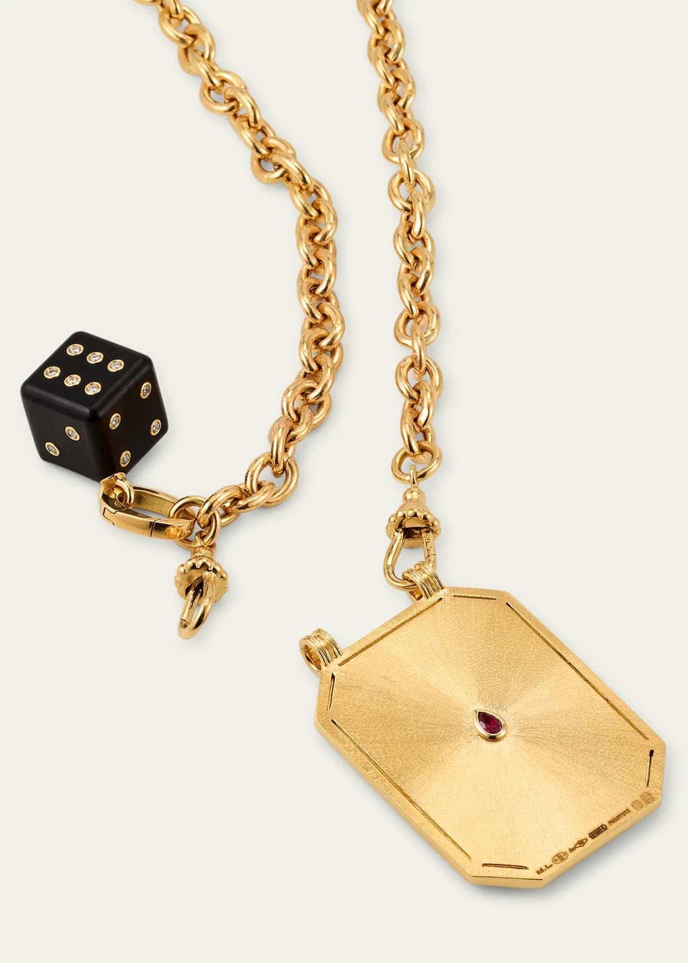 Marie LichtenbergDragon Scapular and Ebony Dado Pendants on Rosa Classic Chain Necklace