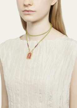 Marie Lichtenberg18k Yellow Gold Diamond Mushroom Cord Necklace