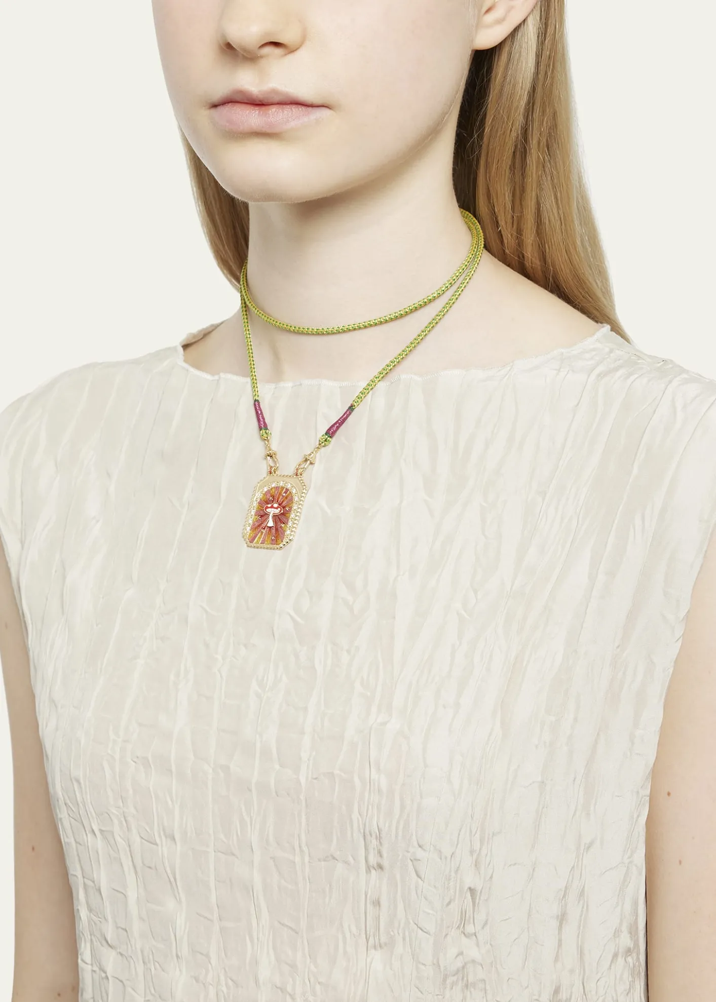 Marie Lichtenberg18k Yellow Gold Diamond Mushroom Cord Necklace