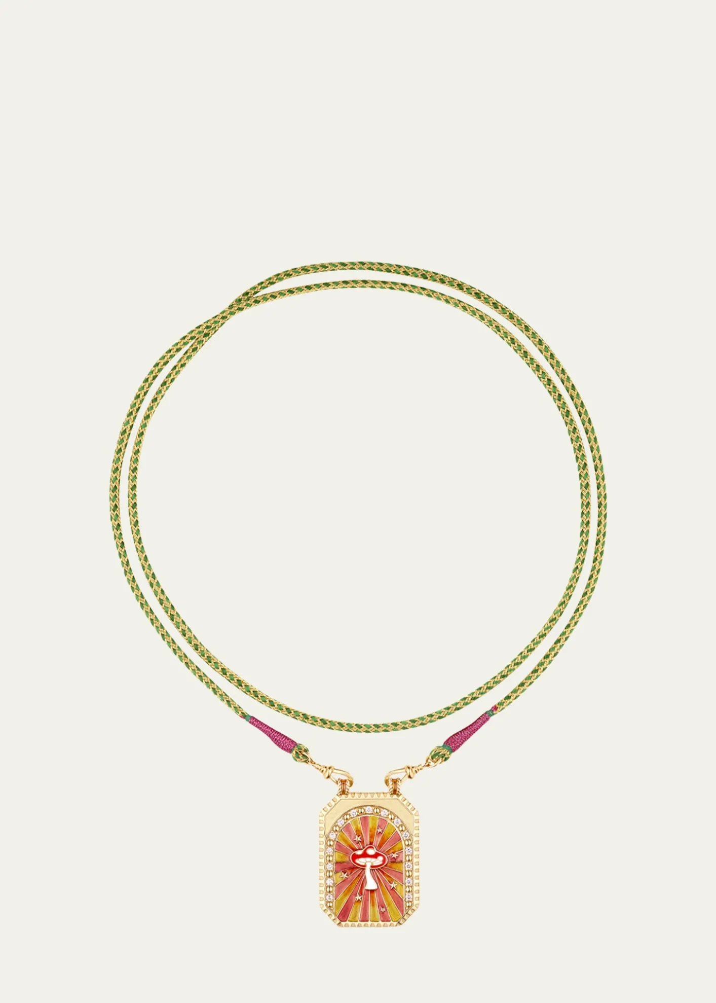 Marie Lichtenberg18k Yellow Gold Diamond Mushroom Cord Necklace