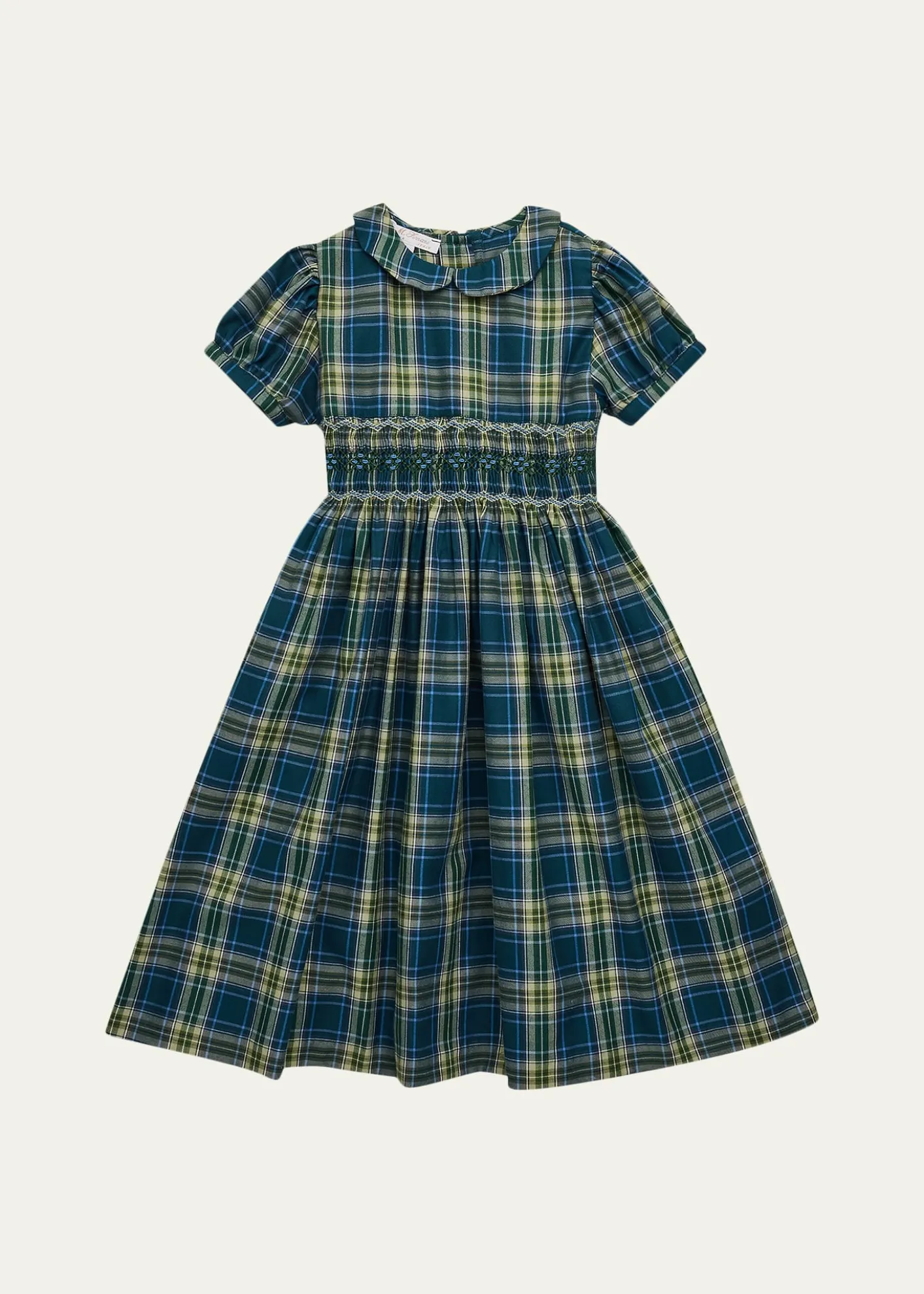 Mariella FerrariGirl's Smocked Cotton Plaid Dress, Size 3-12