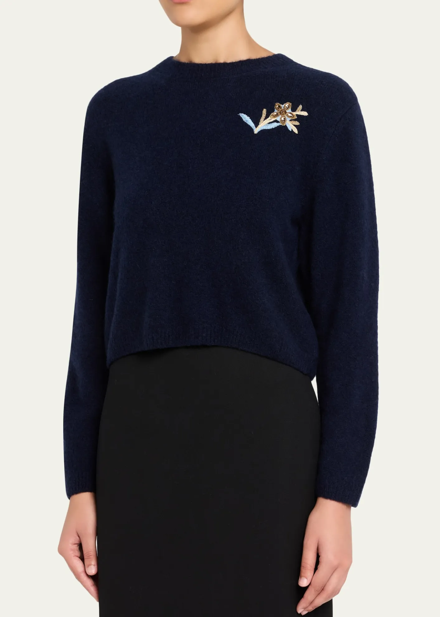 MarkarianRomy Floral Embellished Cashmere-Silk Sweater