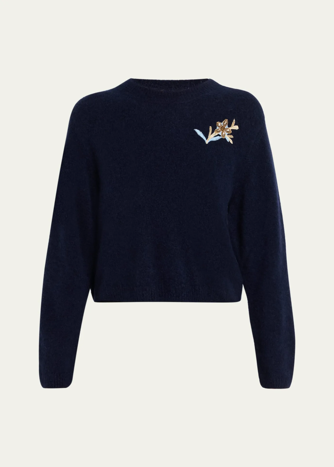 MarkarianRomy Floral Embellished Cashmere-Silk Sweater