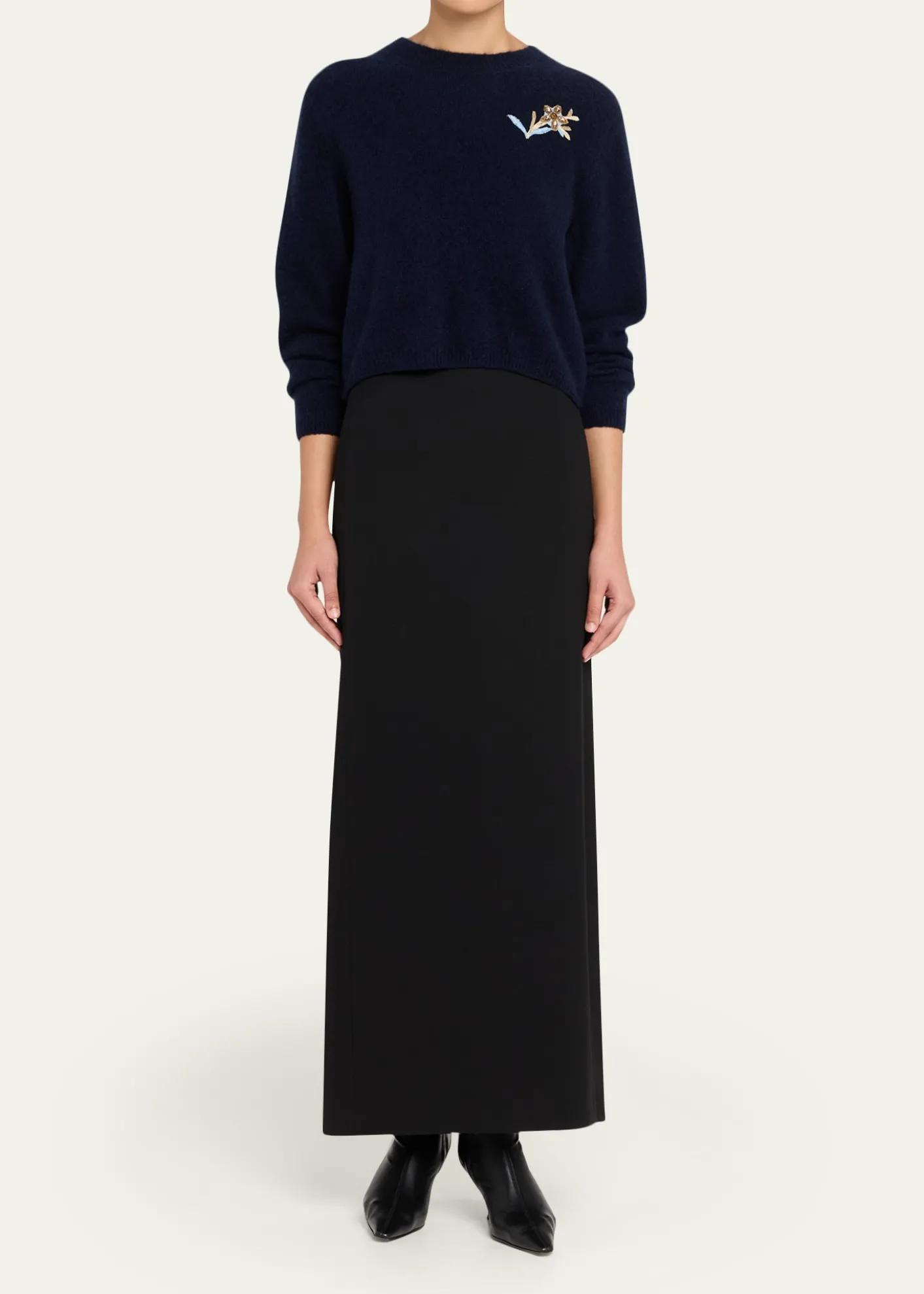MarkarianRomy Floral Embellished Cashmere-Silk Sweater