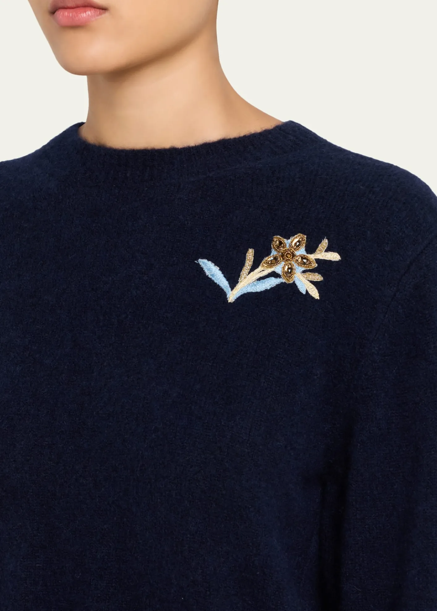 MarkarianRomy Floral Embellished Cashmere-Silk Sweater