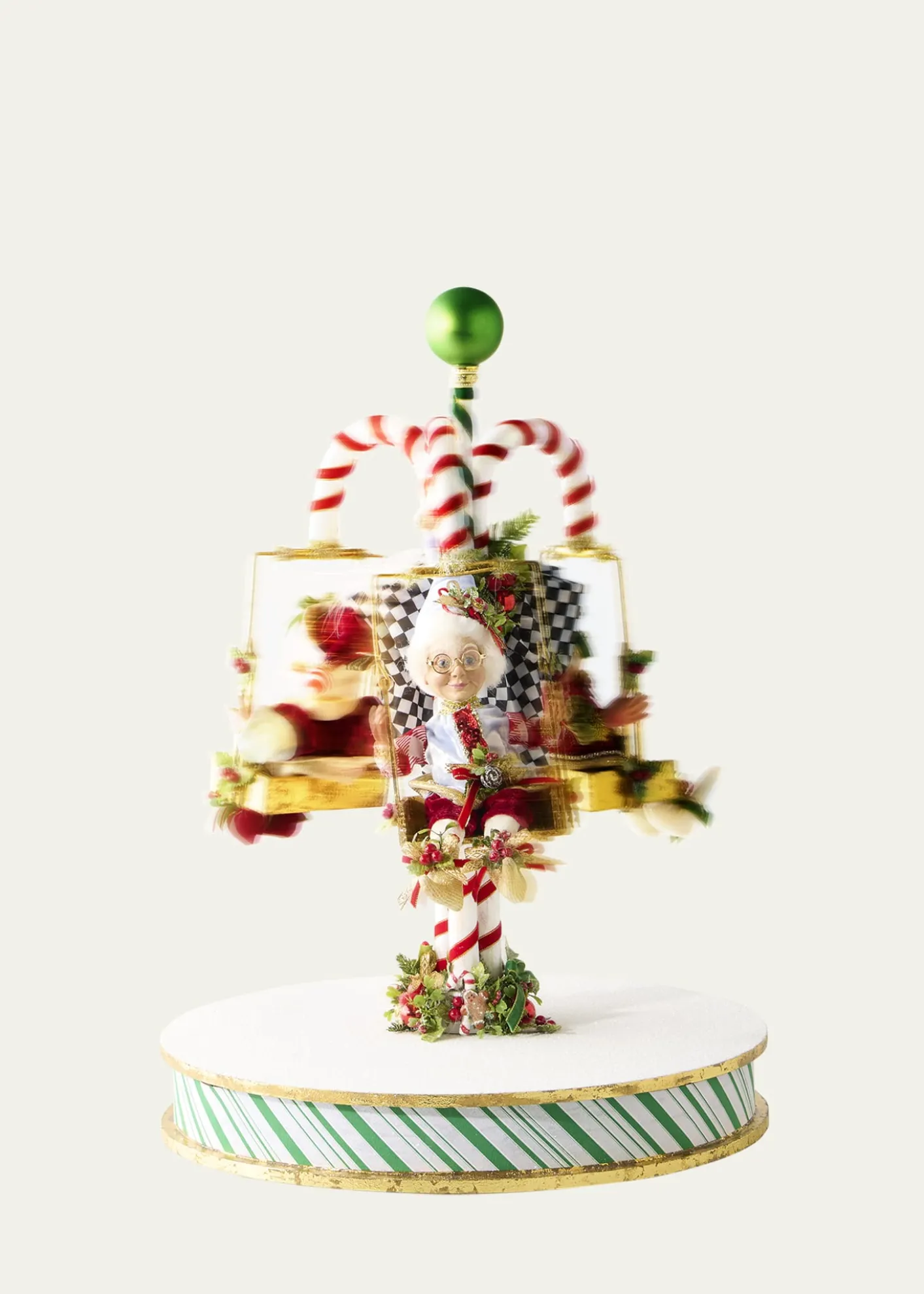 Mark RobertsCandycane Carousel with Elf Christmas Decoration
