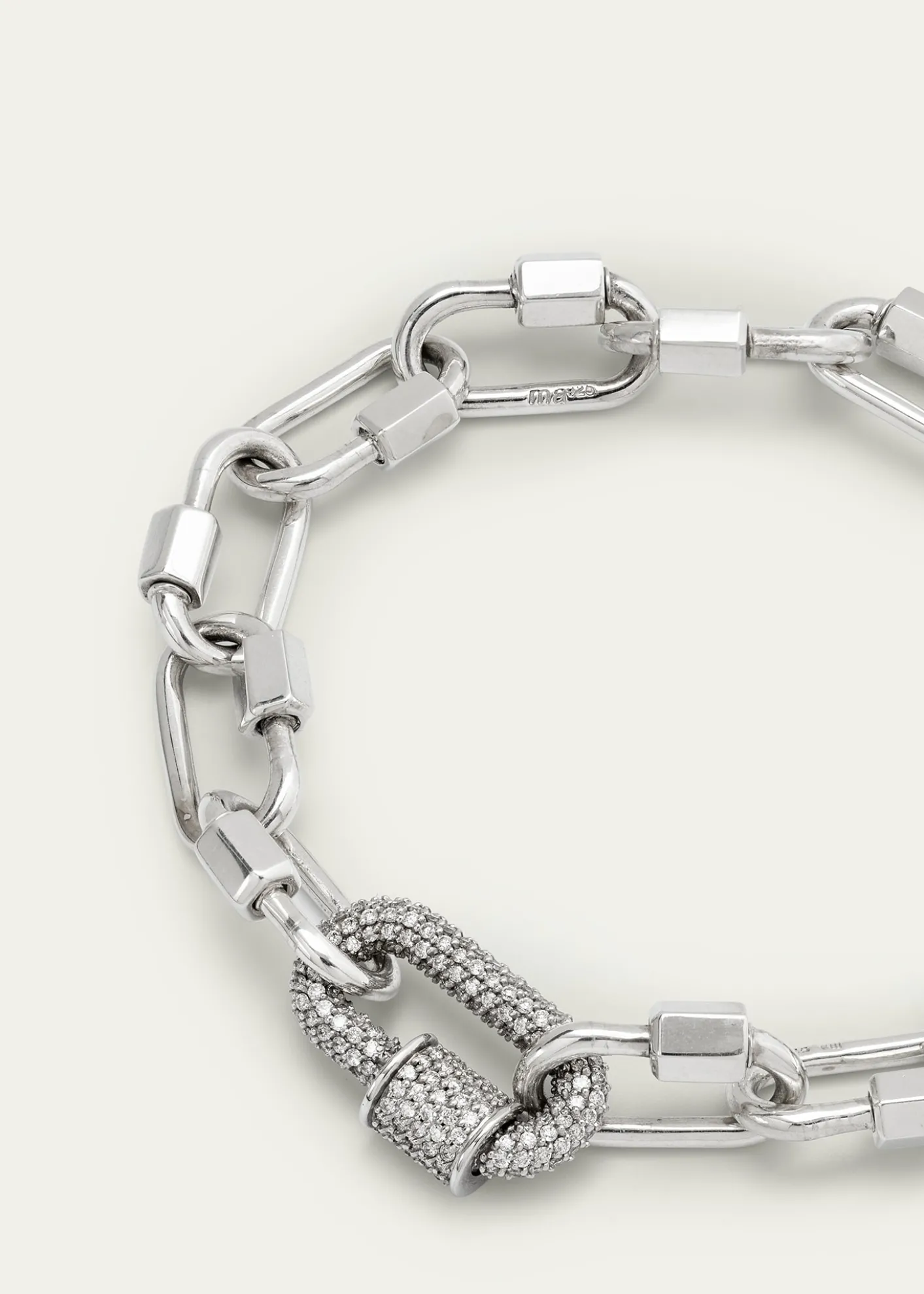 Marla AaronSterling Silver Babylock Bracelet with 14K White Gold All Stone Chubby Babylock