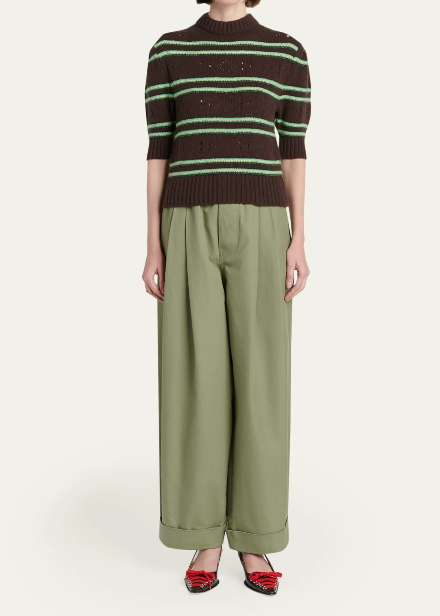 MarniCashmere Perforated Striped Sweater