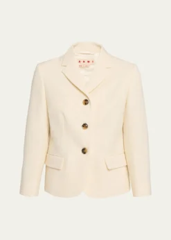 MarniDouble Wool Crepe Single-Breasted Blazer Jacket