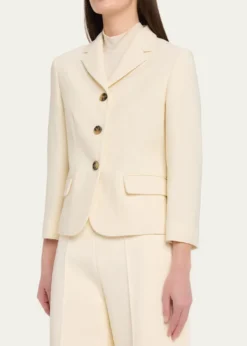 MarniDouble Wool Crepe Single-Breasted Blazer Jacket