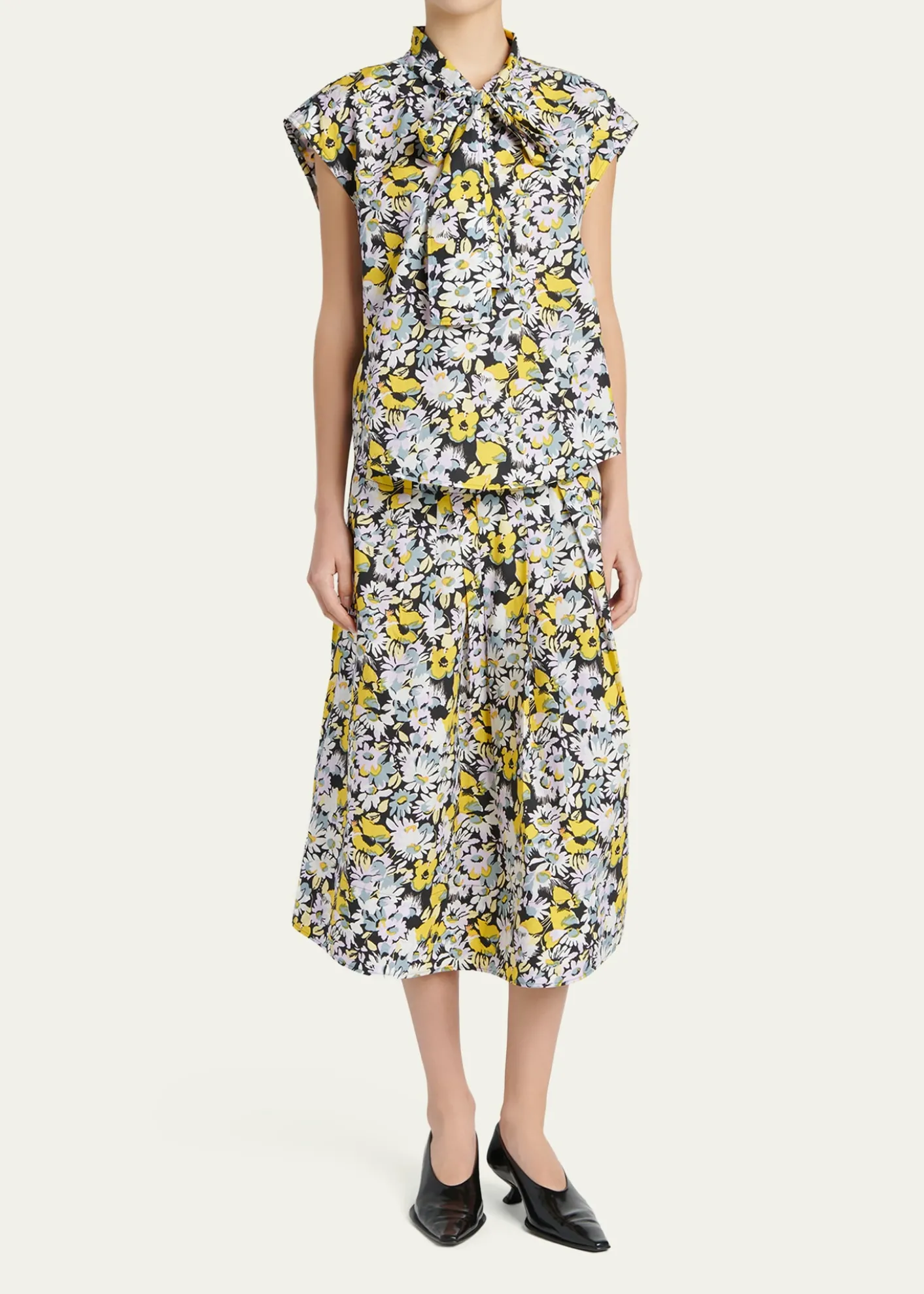 MarniFloral Cotton Midi Skirt