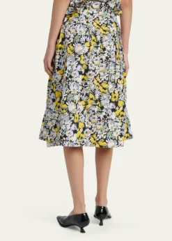 MarniFloral Cotton Midi Skirt