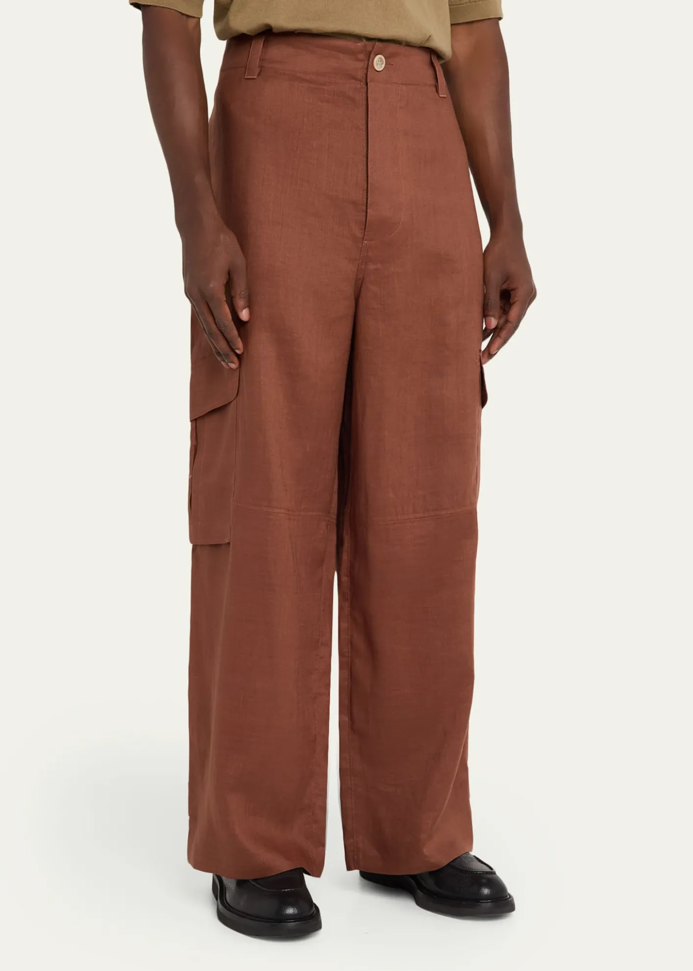 MarniMen's Linen Wide-Leg Cargo Pants