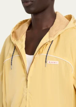 MarniMen's Logo-Patch Crinkled Nylon Hooded Jacket