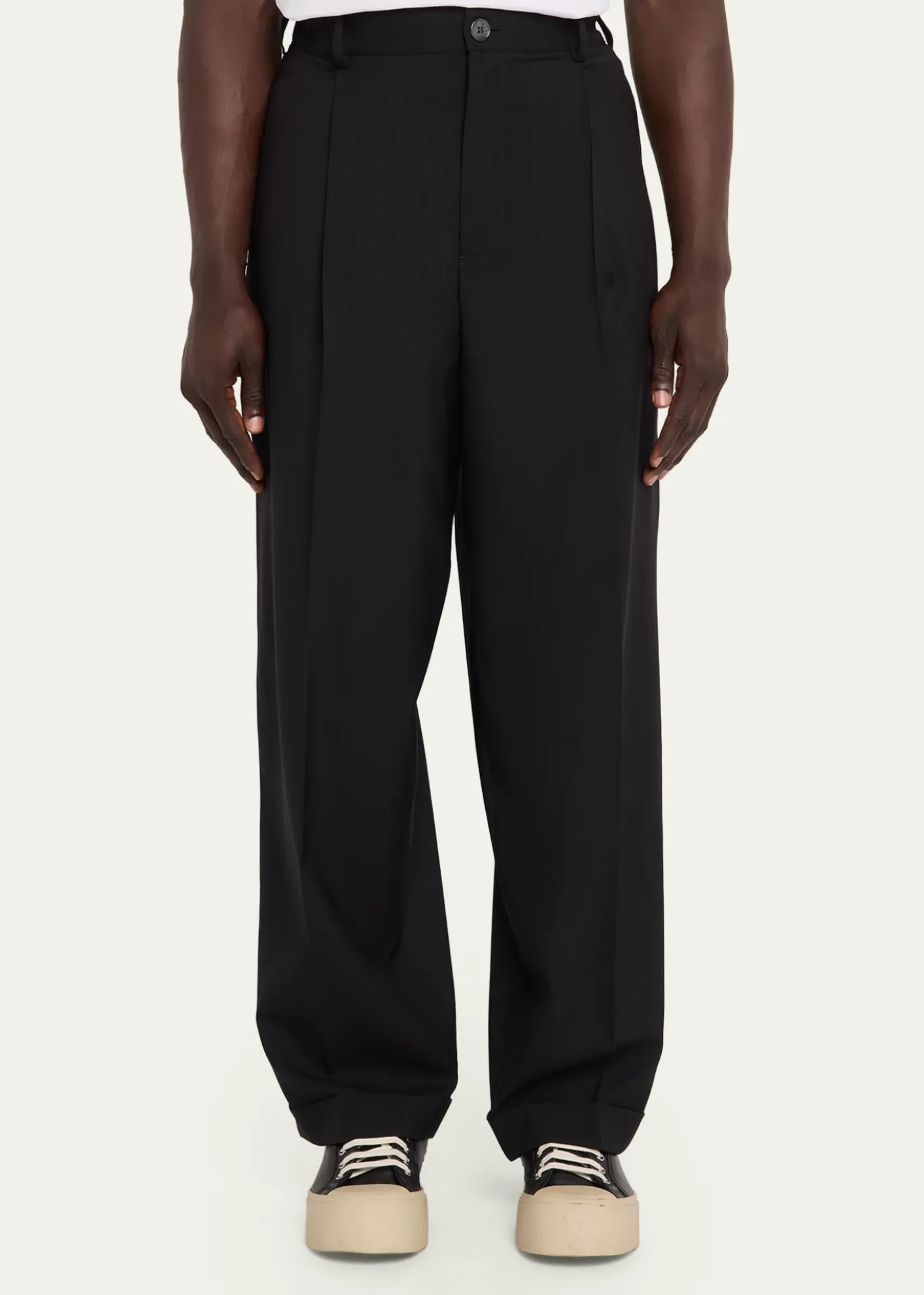 MarniMen's Wool Pleated Wide-Leg Trousers