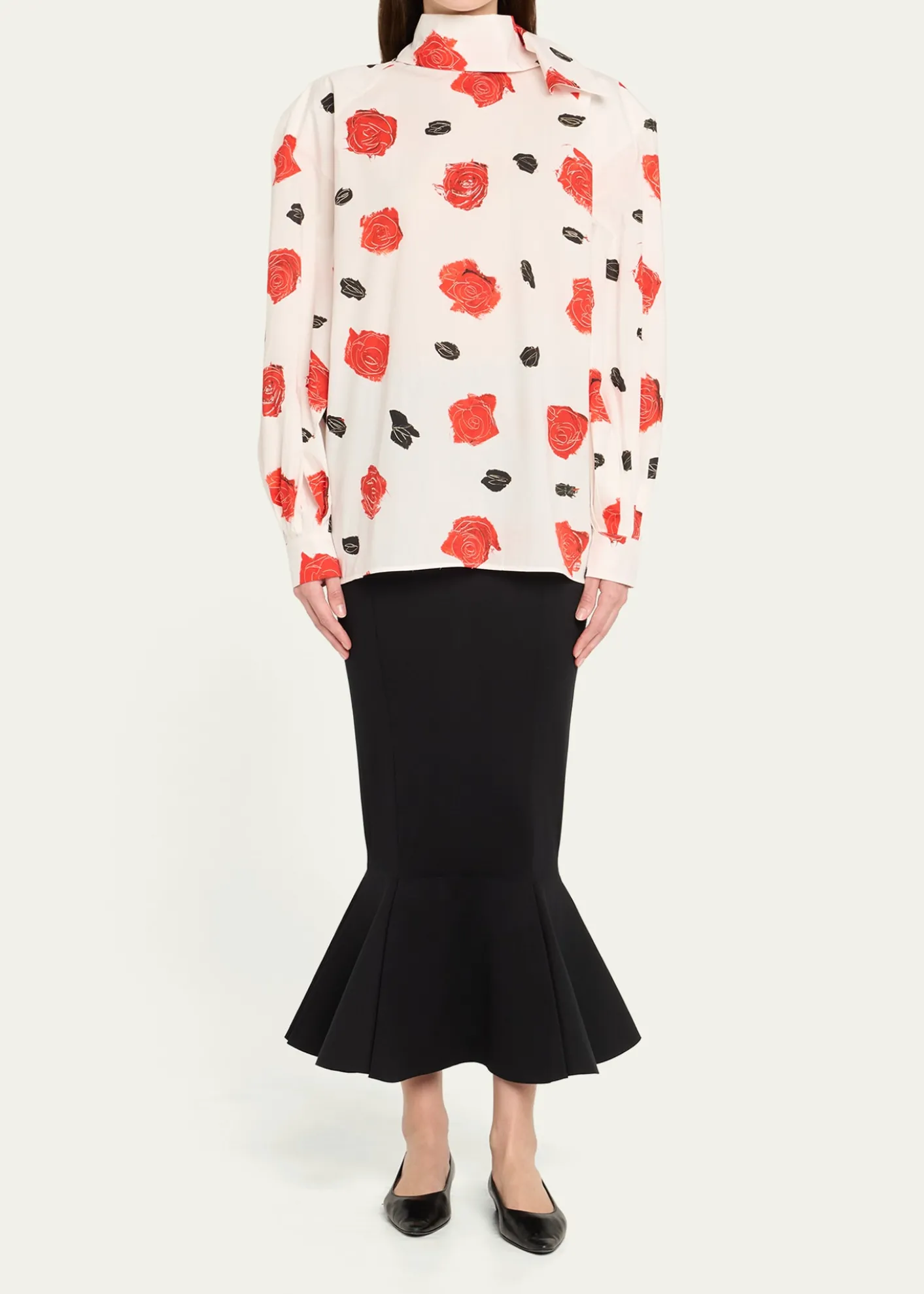 MarniRose-Print Scarf Oversized Balloon Top