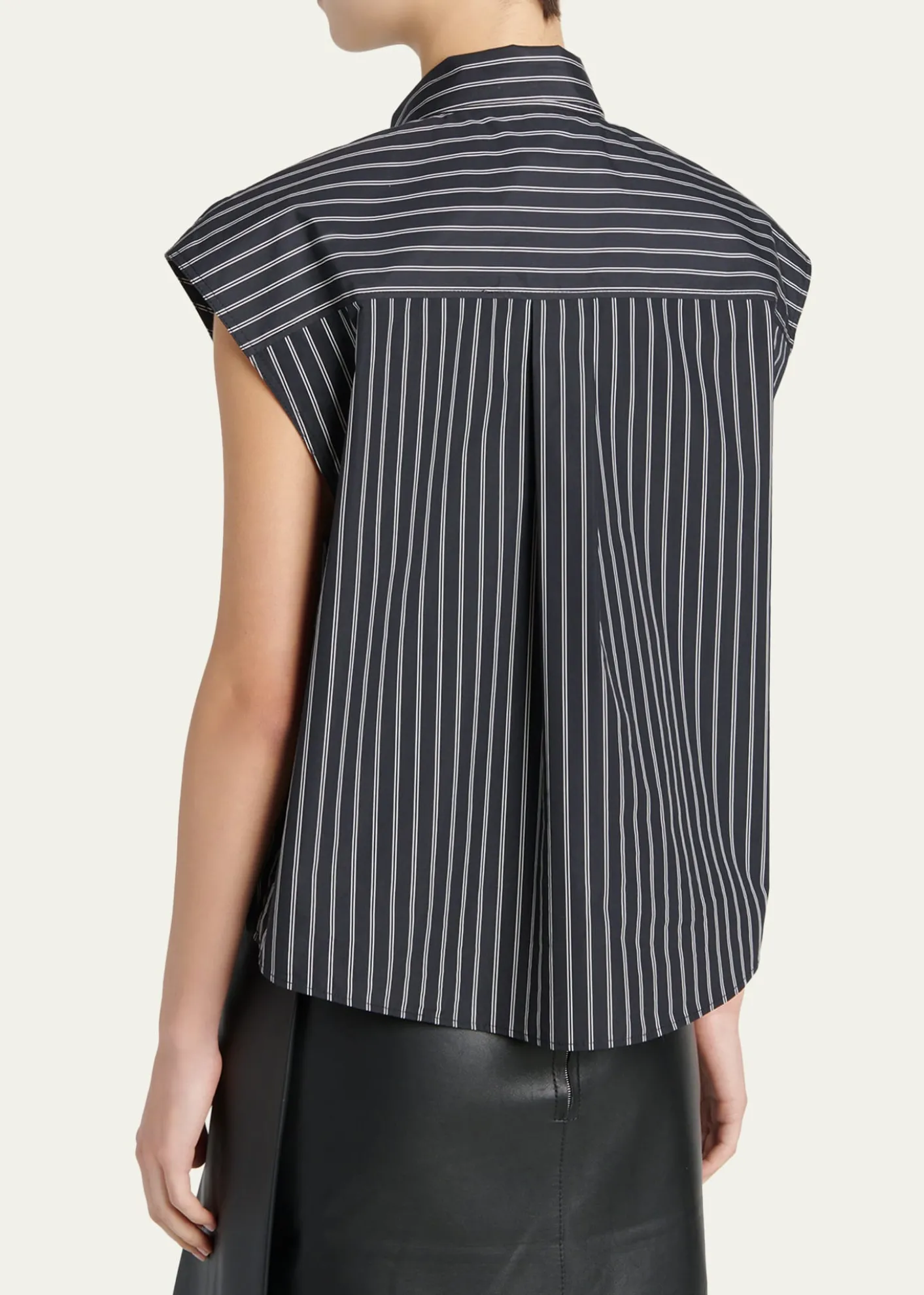 MarniSelf-Tie Half-Placket Striped Blouse