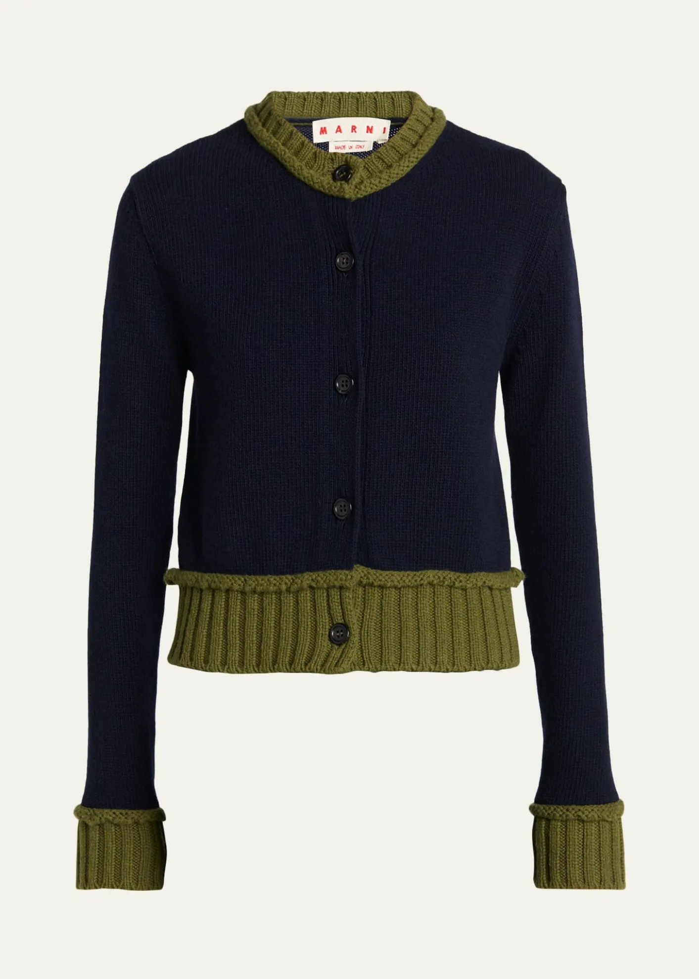 MarniWool-Blend Contrast-Trim Cardigan