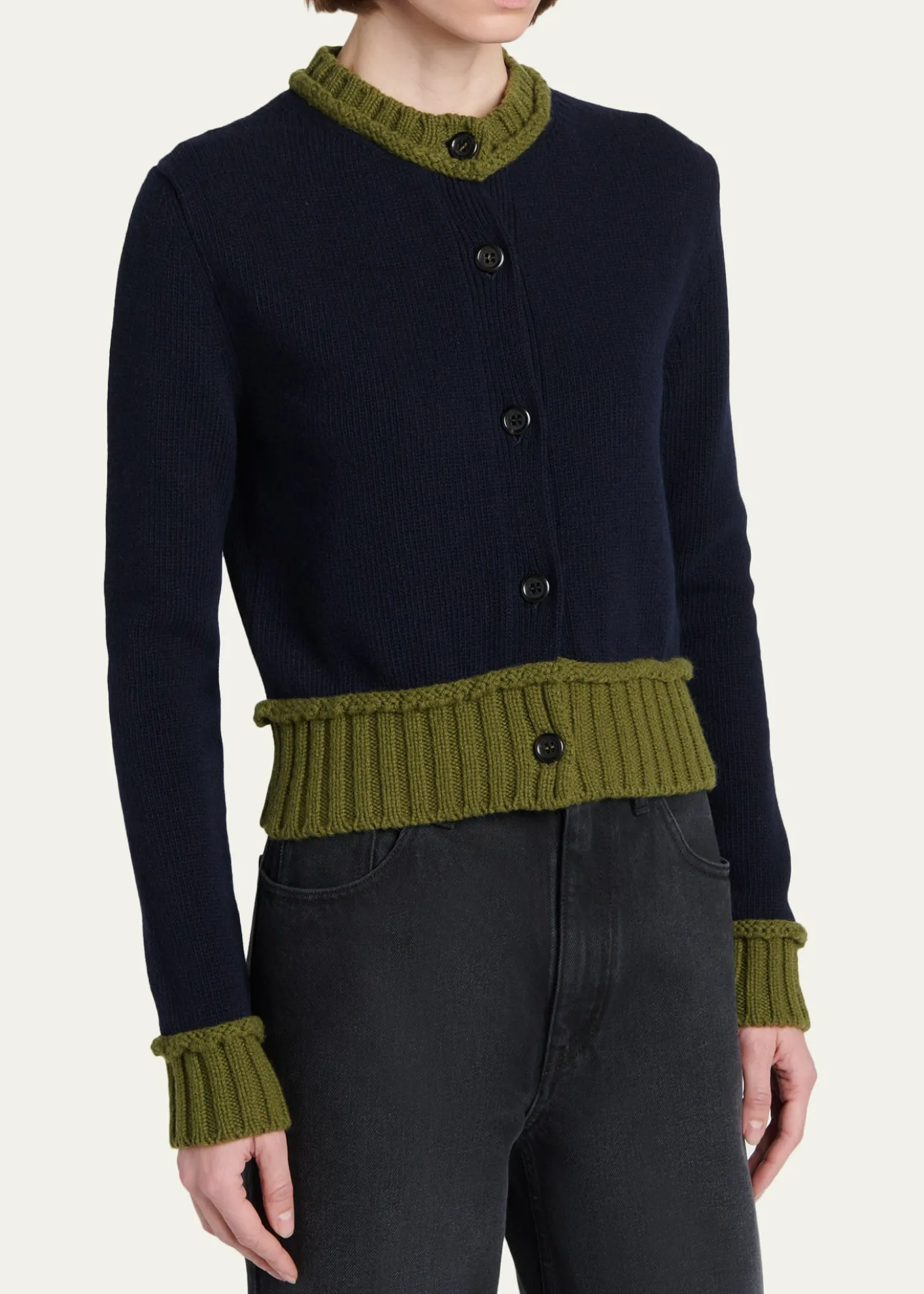MarniWool-Blend Contrast-Trim Cardigan
