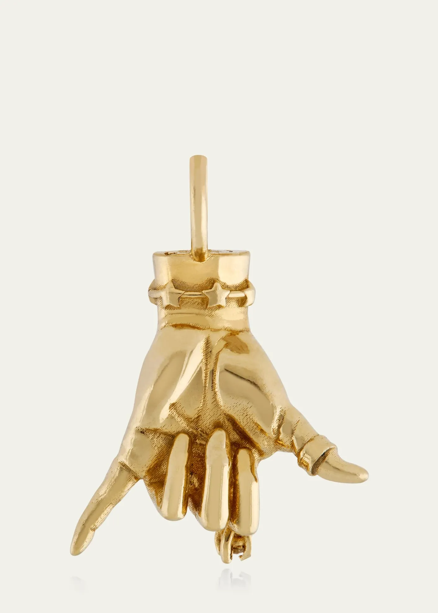 Maura Green Jewelry14K Yellow Gold Shaka LadyFinger Pendant with Diamond