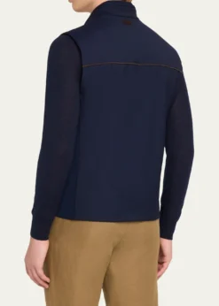 Maurizio BaldassariMen's Summer Full-Zip Vest with Knit Sides