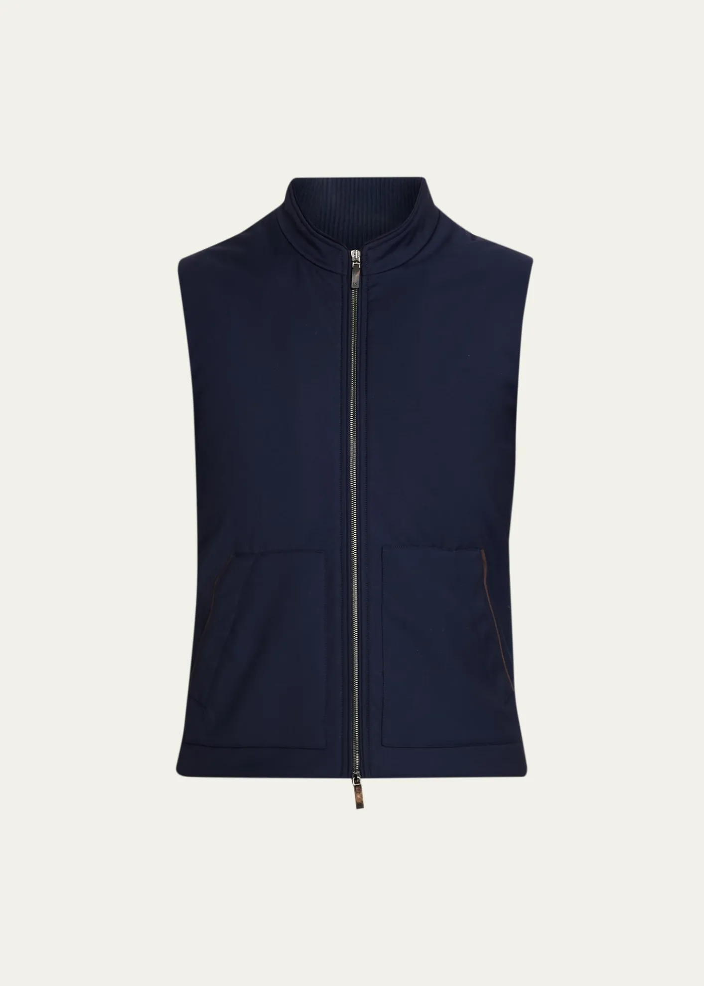 Maurizio BaldassariMen's Summer Full-Zip Vest with Knit Sides
