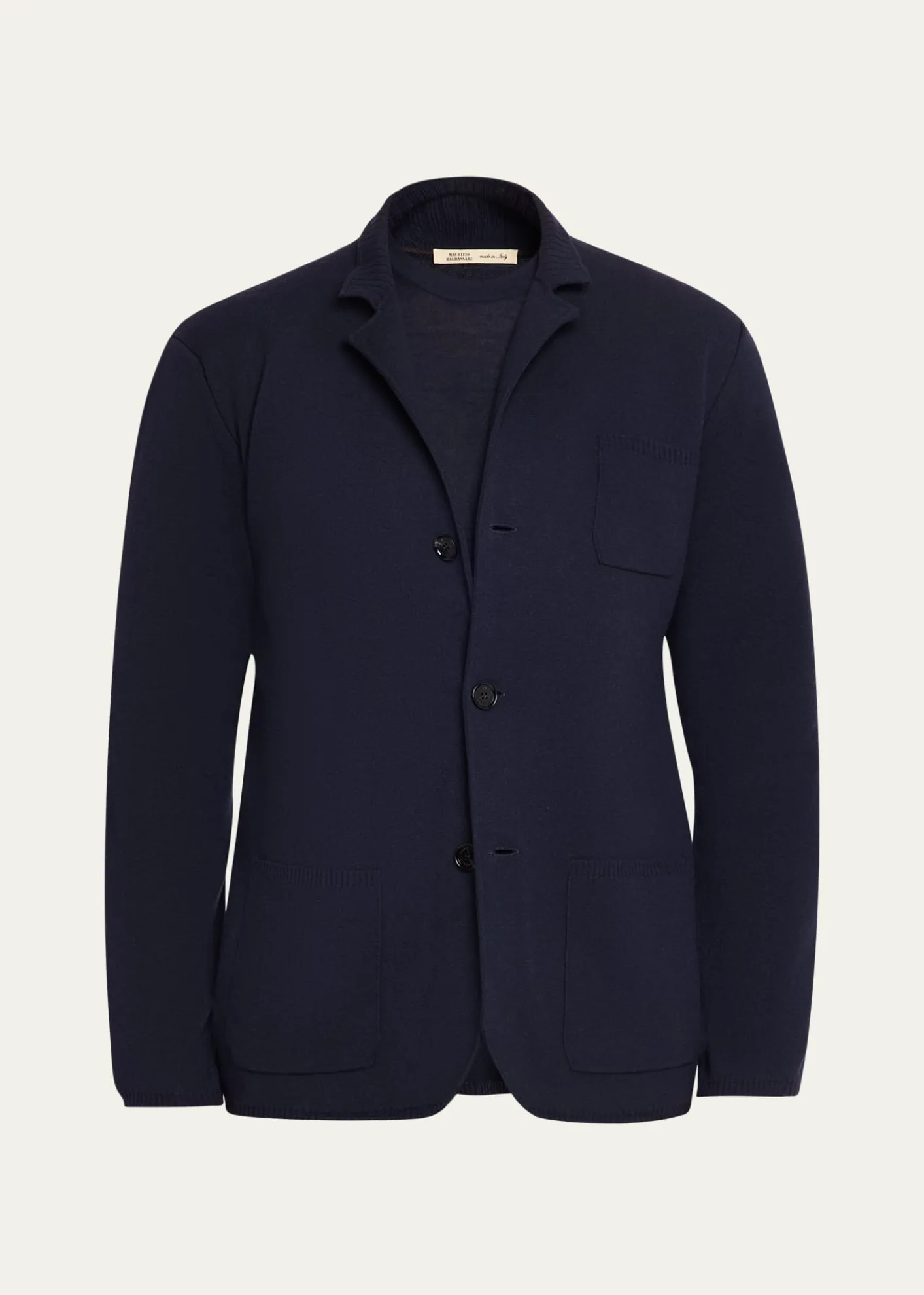 Maurizio BaldassariMen's Cashmere Knit Patch-Pocket Blazer