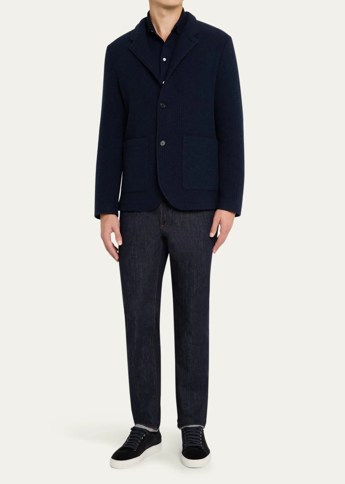 Maurizio BaldassariMen's Cashmere Stand Collar Four-Button Jacket