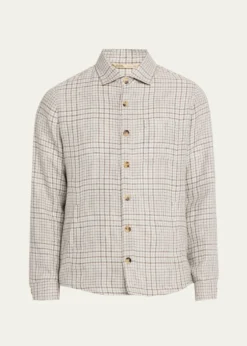 Maurizio BaldassariMen's Linen, Silk and Wool Overshirt with Pockets