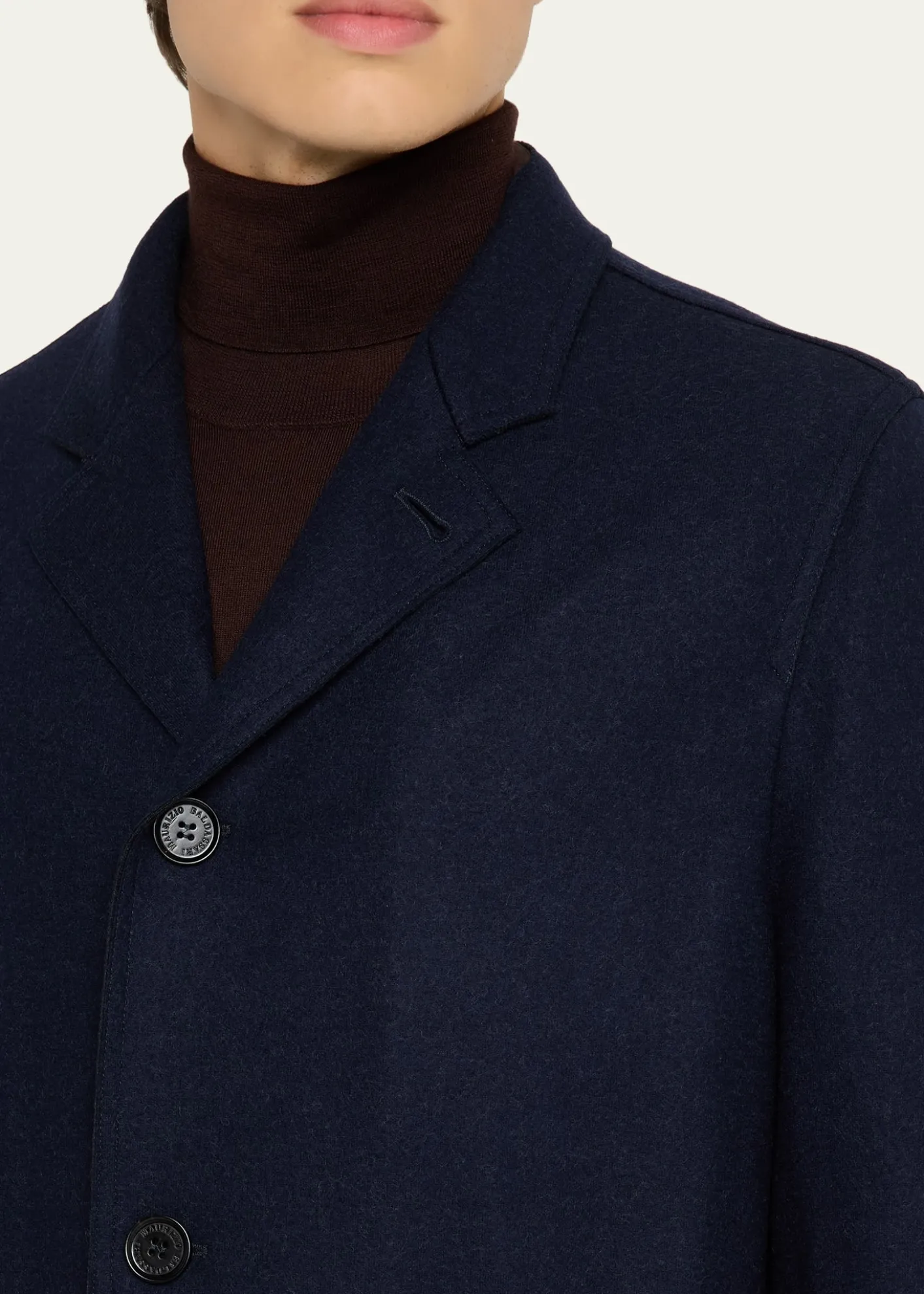 Maurizio BaldassariMen's Wool and Nylon Notch-Lapel Car Coat