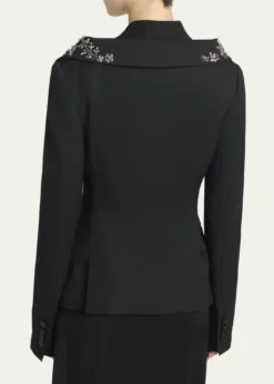 McQueenBeaded Off-The-Shoulder Single-Breasted Jacket